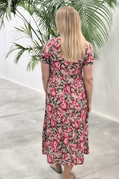 LASESSOR SAMSA Kukkakuosillinen Lyocell Mekko - Kangasmekot - SAMSAMEK690FUKSIA - 2