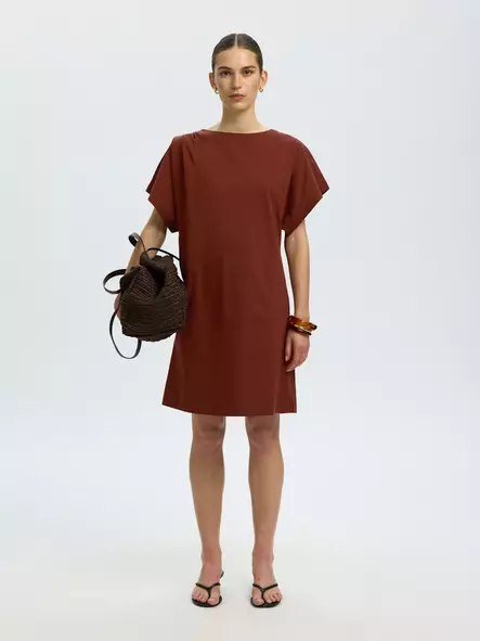 SELECTED WOMEN SLFCALLI Lyhythihainen Minimekko - Trikoomekot ja Collegemekot - 26316101454CHERRY - 1